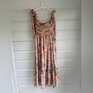 Floral Maxi Dress in Pink and Green